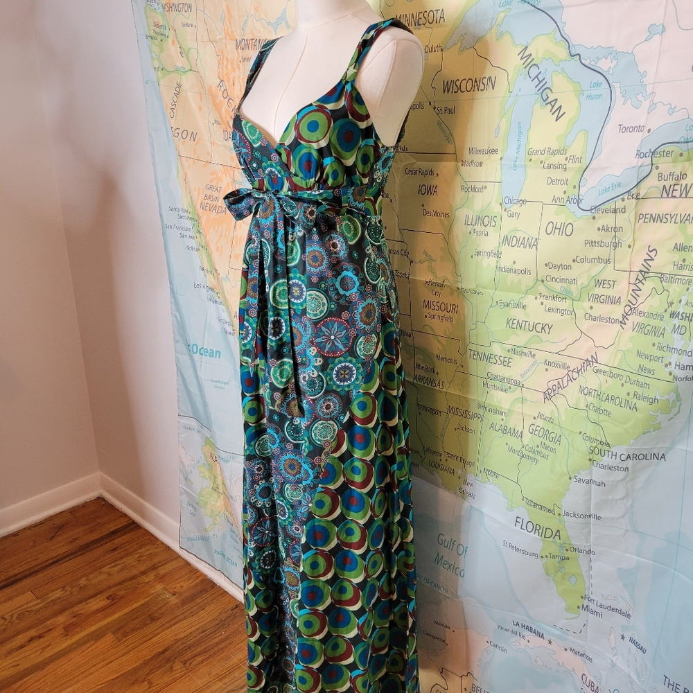 Promod Blue And Green Maxi Dress - Picture 3 of 13